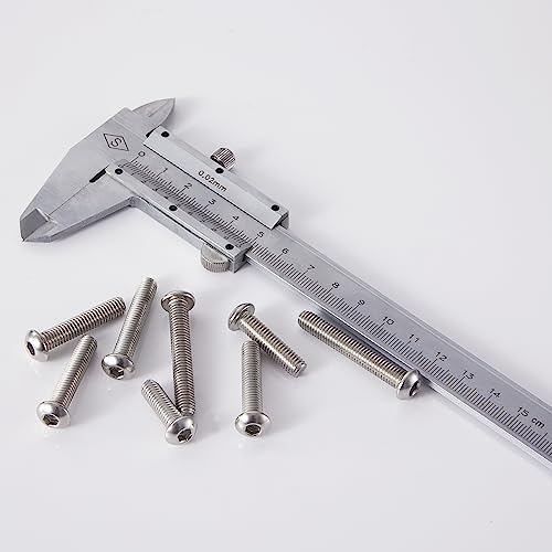 M6 x 20mm 25mm 30mm 35mm 40mm Button Head Socket Cap Screws Bolts, Stainless Steel 304, Metric Allen Hex Drive, Bright Finish, Fully Threaded, Assortment Kit 50PCS - size: Button M6x20-40 mm