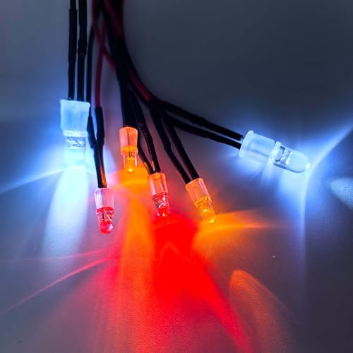 2 Pack RC Car 6 LED Light Kit, White Headlight Red Taillight Yellow Turn Signal Light for 1/10 1/8 RC Models TRX4 D90 SCX10 RC Car Truck Lighting (Red, White & Yellow) - color: 6 LED Red White Yellow