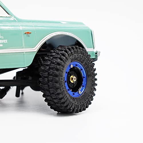 MRC 1.0 Beadlock Wheel 4PCS CNC Aluminum Wheels Rims Upgrade for 1/24 RC Crawler Car Axial SCX24 C10 Jeep Betty (Black-Blue) - color: Black-Blue