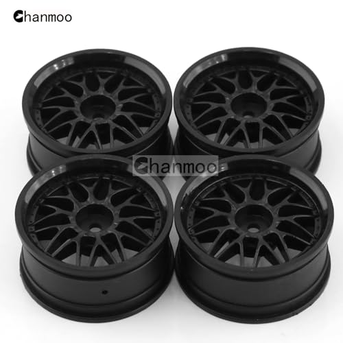 1/10 RC On Road Wheels Hubs 12mm Hex Hard Plastic Drift Rims for 1:10 Scale Rally Racing Car Tires Tamiya TT01 TT02 XV01 A959 PTG2 144001 HPI KYOSHO HSP PTG2 Touring Street Tyres 4PCS (White) - color: White