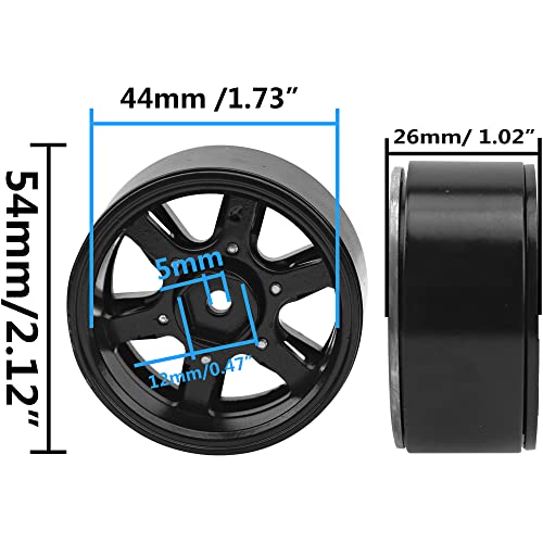 Metal 1.9'' Beadlock Wheel Rims 1.9 Wheels 12mm Hex Hubs Compatible with Axial SCX10 SCX10-ii SCX10-iii Traxxas TRX4 RC4WD D90 Gen7 Gen7 1/10 RC Crawler, 4Pack