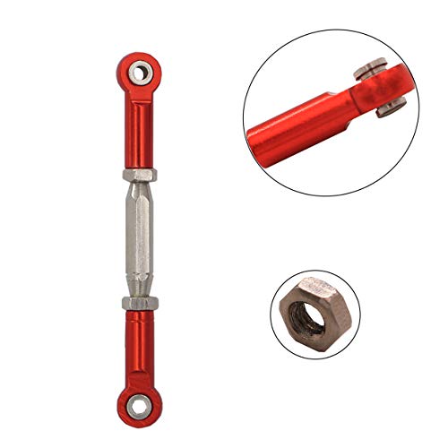 2PCS Treehobby RC Front Rear Metal Adjustable Steering Linkage Servo Link 80-100mm Pull Rod Compatible with traxxas Slash 4x4 5807 Stampede HQ727 1/10 RC Car Upgraded Parts,Red