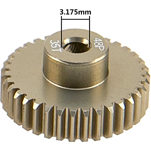 ShareGoo 7075 Aluminum Alloy 48P 3.175mm Pinion Gear Sets 32T 33T 34T 35T Motor Gears Fit 3.175mm (1/8-Inch) Shaft Compatible with HPI Losi Axial Traxxas Tamiya 1/10 RC Car,4Pack