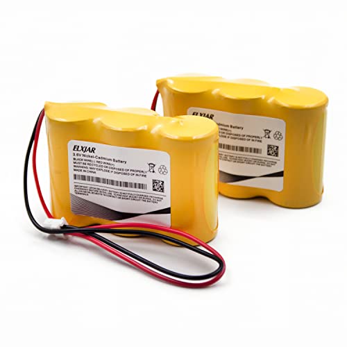 (2-Pack) 3.6V 2000mAh Ni-Cd Battery for NABC B15SC03 | Three-cell horizontal rechargeable battery pack with PR500EC connector for compatible emergency lighting systems.