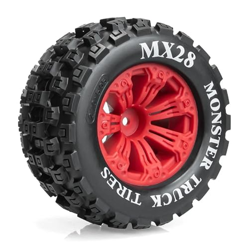 RC Car Repair Kit 1/10 RC Car 2.8-Inch Large MX28 Tread Off-Road Rubber Tires Plastic Rims 12Mm Coupling Upgrade Modify Decoration Parts - color: Gray