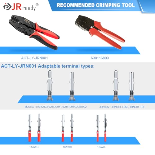 JRready ST6427 Power Connector 6 Pin (5 Matched Sets),2.13mm Diameter Pin and Sockets 14-20 AWG,Compatible with Molex MLX Power Connector 6 Pin, 6.35mm Pitch,Free Hanging - size: MLX 6Pin Connector