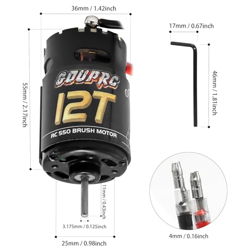 GOUPRC 550 12T Brushed Motor for Traxxas 1:10 RC Crawler Axial SCX10 TRX4 TRX6 AXI03007 HSP HPI Wltoys RC Car RC Boat