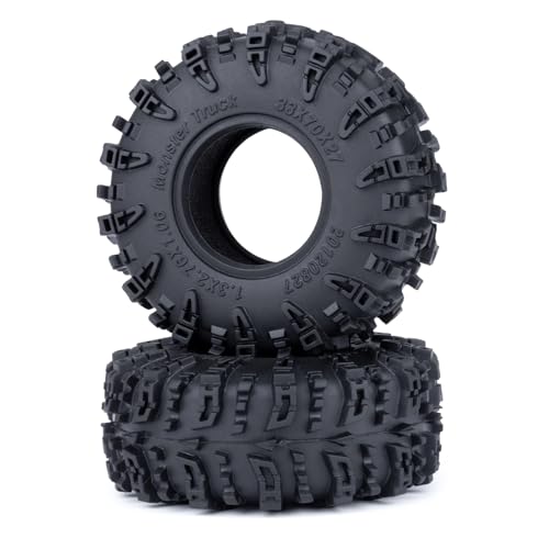 RCHUBAM 4Pcs 1.3" Rubber Wheel Tires for 1/18 TRX4M 1/24 SCX24 | H & W 70 * 27mm,1.3" Large RC Mud Tires,RC Upgrade Parts - color: Black B