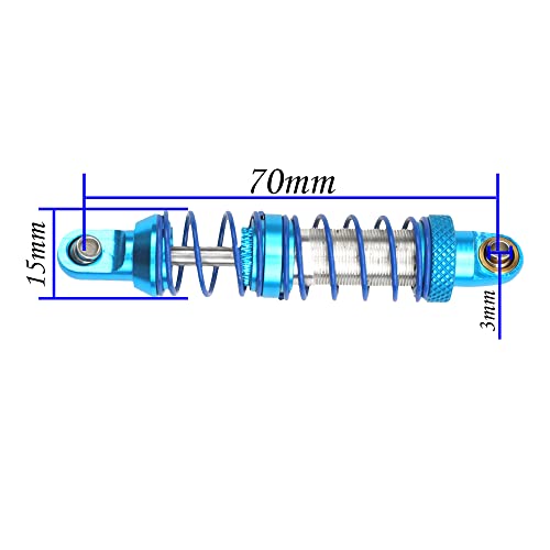 4Pcs Vgoohobby Metal Shocks Absorber Adjustable Dampers Compatible with Axial SCX10 Traxxas TRX4 D90 90046 Redcat Gen7 1/10 RC Crawler Car (Blue,70mm) - size: 70mm