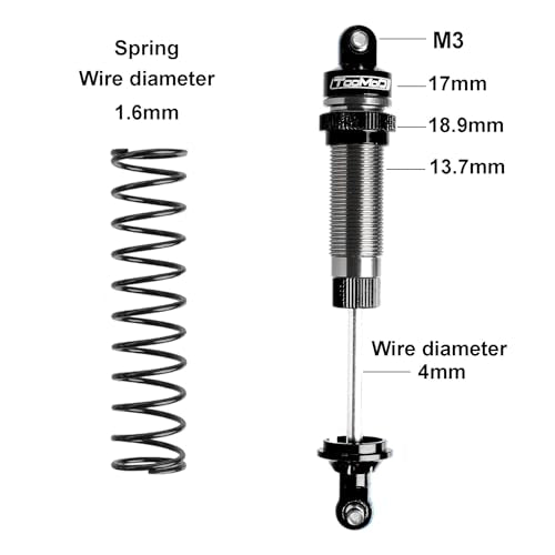 130MM Big Bore Oil Shock Absorbers Upgrade for 1/8 RC Buggies | Fits Arrma / Losi / Axial / Himoto / Hpi - Oil Damper Upgrade - Black - color: black