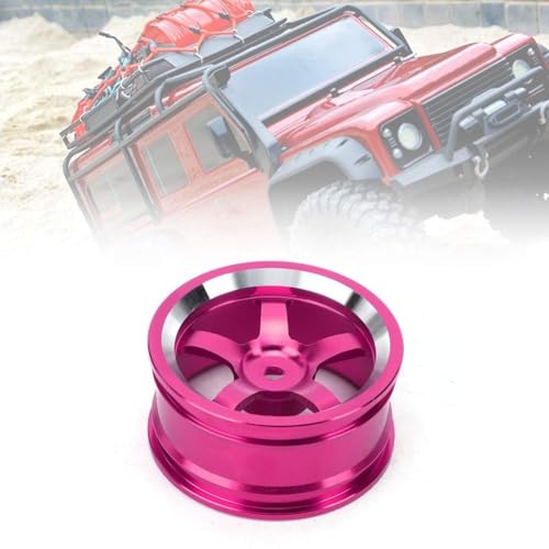 HERCHR RC Wheel Hub, 4Pcs Aluminum Alloy Wheel Rim Hub Accessory Parts for HSP94123 1/10 RC Drift Crawler Car - color: Pink
