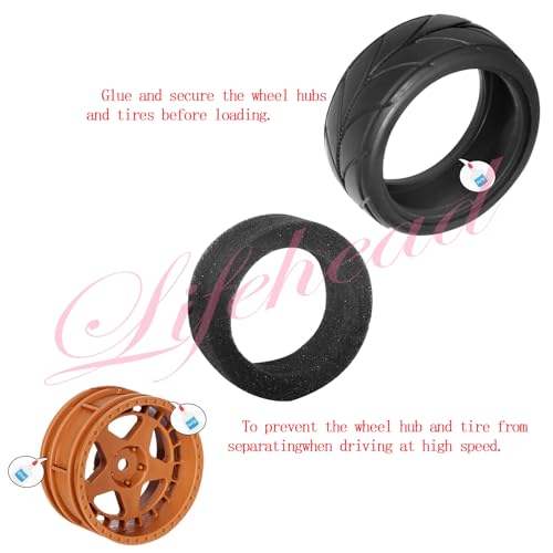 Lifehead 65mm On Road Rubber Tires& Wheels Rims 12mm Hex Hub for HPI Ken Block's Tamiya XV01 TT01 TT02B Kyosho FAZER MK2 Lc Racing PTG HSP RGT RC 3RACING D5 1/10 RC Rally Car - color: Brown 1