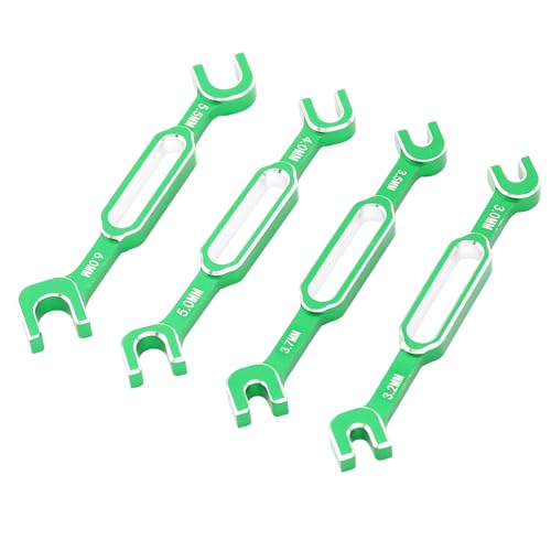 4PCS RC Car Wrenches Turnbuckle Nut Ball Joint Remover Aluminum Alloy RC Maintenance Spanner 3.0‑6.0mm (Green) - color: Green