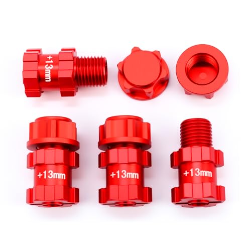 Aluminum Alloy Wheel Hex 13mm Extended Hub Drive 14-17mm for Arrma 1/10 Typhon 3S Big Rock Senton Vortek Granite Upgrade Parts (Red)