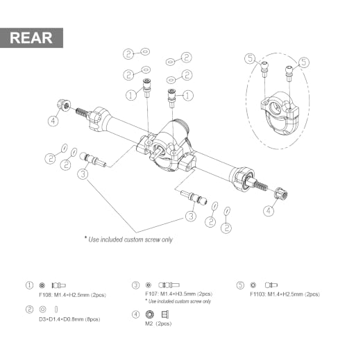 INJORA +3mm Planet Axles with Brass Steering Knuckles for Axial SCX30