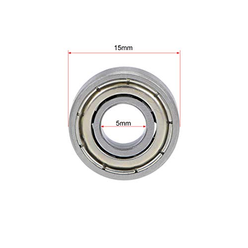 uxcell 696ZZ Deep Groove Ball Bearing 6x15x5mm Double Shielded ABEC-1 Bearings 5-Pack - size: 6mmx15mmx5mm