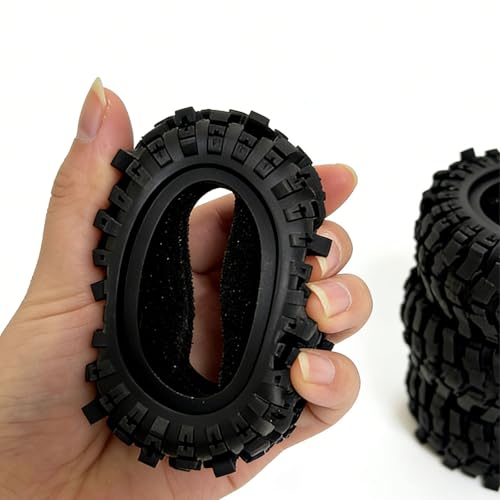 4PCS 1.9 Crawler Tires 88mm OD 1/12 RC Tires with Foam Inserts, Mud Slingers 1.9 RC Crawler Tires Compatible with MN-82 MN99-S2 MJX H12P H12Y+ RC Crawler Car Upgrades
