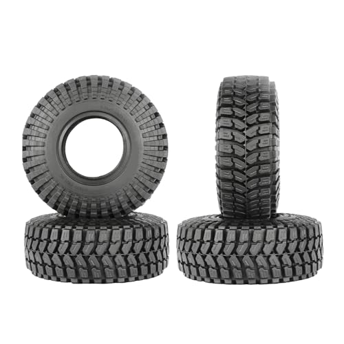 RC Car Tires,WONFAST 4PCS 1.55 inch Mud Wheel Tyre Terrain Crawler Rubber Tires Foam Insert for 1:10 RC Crawler Car for Axial 90069 TF2 D90 CC01 LC70 Tamiya MST JIMNY UTB18(90MM-A) - color: 90mm-a