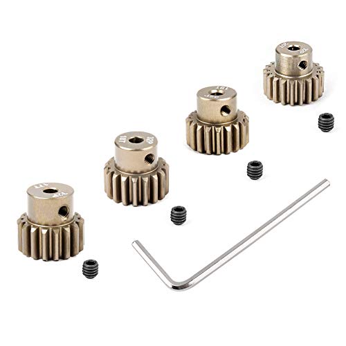Hobbypark Metal 7075 Aluminum Alloy 32 Pitch Pinion Gear Set 3.175mm Shaft Hole 17T 18T 19T 20T Motor Gears Kit for RC Car (4-Pack)