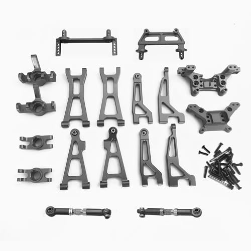 Compatible with Hyper GO RC Car Parts, 1/16 Metal Upgrade Aluminum Accessories, Replacement Parts kit for H16BM H16GT H16DR H16 MJX 16207 16208 16209 16210 (Grey 18PC Set) - color: Grey 18pc Set