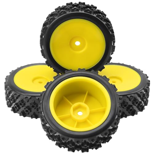 ShareGoo 72mm RC 1/10 On Road Rubber Tires & Wheel Rims 12mm Hex Compatible with Tamiya TT01 Kyosho Fazer Mk2 Traxxas 4Tec 2.0 HSP HPI 1/10 RC On Road Racing & Touring Car(Yellow) - color: Yellow