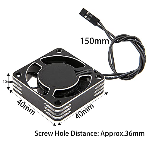 ShareGoo Alloy Brushless Motor ESC Cooling Fan Heatsink 18000RPM 40x40mm JST Plug for 1/8 1/10 1/12 RC Car 540 550 Brushless Motor,4010 (Black-Silver) - color: Black-Silver