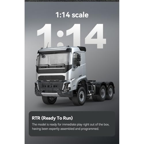 1/14 6x4 RC Heavy-Duty Cargo Tractor Truck, 2.4G Full-Proportional 2.5KM/H RWD RC Semi Truck with Lights, Remote Control Semi-Trailer Truck RC Construction Vehicle Gift -RTR - style: 1/14 6x4 RC TractorTruck