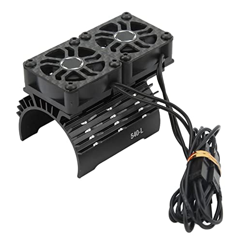 RC Motor Fan Cooling Heatsink, 8.4V 36mm Dual Cooling Fans RC Motor Heatsink Cover 28000RPM for Replacement (Black)