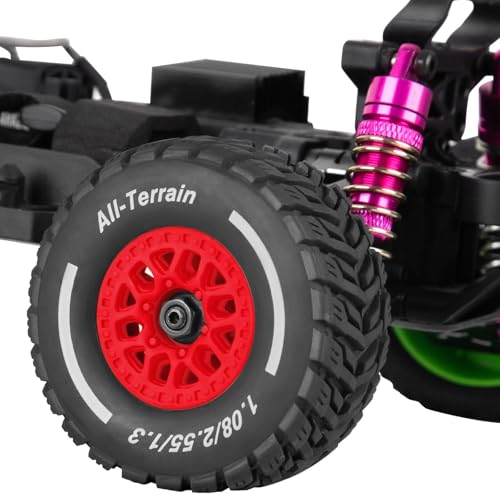 RC Wheels for 1/14 Mini Mojave GROM RC Car,RC Tires Beadlock Wheels Hub Rim Tires Wheels and Plastic Wheel hub Red(4PCS) - color: Red/for Mini Mojave Grom