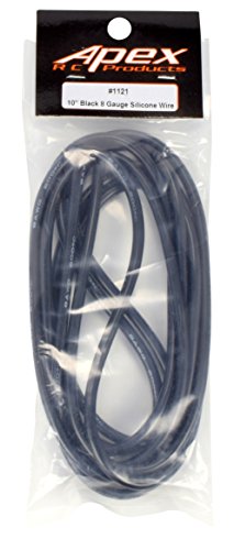 10' Black 8 Gauge Super Flexible High Strand Battery/Motor Silicone Insulated Copper Wire #1121