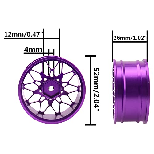 ShareGoo Metal Wheel Rims RC 12mm Hex Hubs 1/10 RC Drift On-Road Racing Touring Wheel Rim Compatible with HSP Tamiya Kyosho RedCat Sakura WLtoys Universal 1/10 RC Scales (Purple) - color: Purple