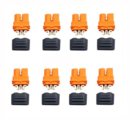 8 Pcs XT60i Connectors with Sheath Housing,XT60I-F Plug Female Connector Adapters for RC Battery FPV Drone Solar Batteries