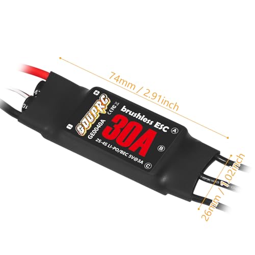 GOUPRC 30A Brushless ESC 2-3S Electric Speed Controller with 5V/2A BEC & XT60 Plugs for Drone Helicopter Fixed Wing DIY RC Multi-axis Aircraft (2PCS) - style: 30A*2