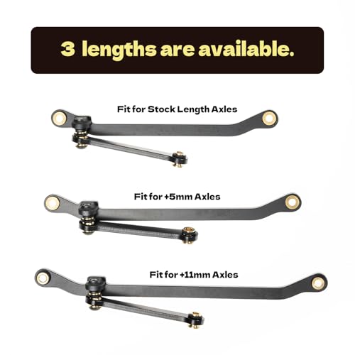 Stainless Steel Steering Links Set for TRX4M Axles (+11mm on Each Side) 1/18 RC Crawler, Black Coating - size: Each side +11mm