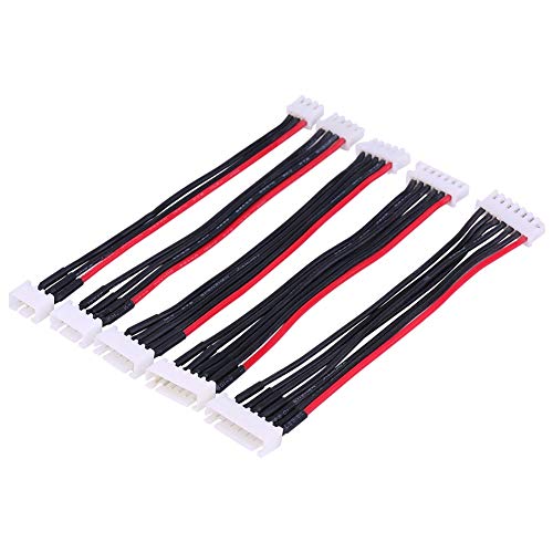 Lipo Battery Balance Extension Cable, 5 Piece Set Silicone Wire Lead, for 2S 3S 4S 5S 6S RC, Aircraft, Car Charging Accessory