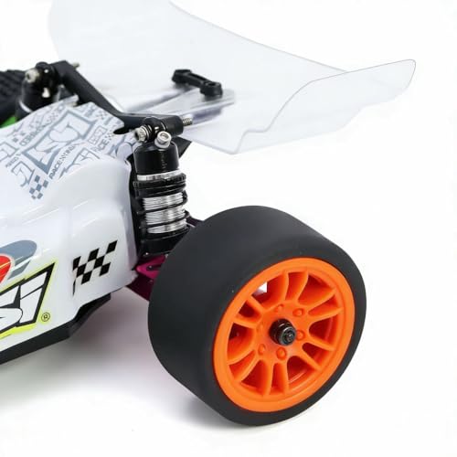 4PCS Finished Flat Running Drift Tires and Wheels 7MM Hexagon for 1/24 Losi Micro B Upgrades and 1/28 Losi Micro T Upgrades (T Orange) - color: T Orange
