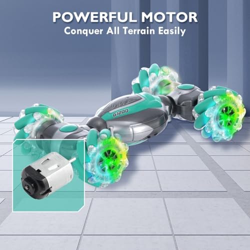 Gesture Sensing RC Stunt Car, 2.4GHz 4WD Gesture Remote Control Car Toys for Teen, 360?Double-Side Rotation Hand Controlled Twist Cars with Lights, Birthday Xmas Gifts for Teen