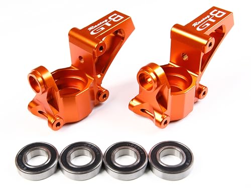 GTBRacing CNC Aluminum Front Rear Wheel Hub Carrier Kit for 1/5 RC Car HPI Baja 5B SS 5SC Upgrade Replacement Part (Front Hub Orange) - color: Front Hub Orange