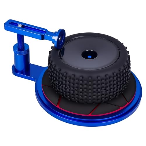 RC Tire Gluer Tool, Adjustable Aluminum RC Tire Gluing Stand for 1/10 & 1/8 Scale On-Road Off-Road Drift Cars, Fits 40mm & Smaller RC Tires (Blue) - color: Blue