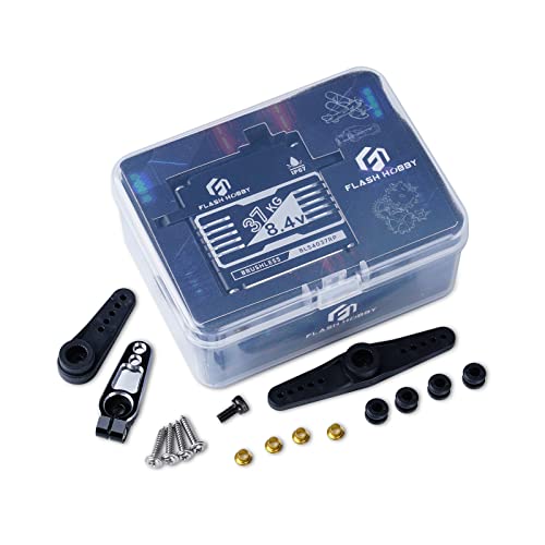37KG Brushless Servo, 8.4V High Torque Servo, IP67 Waterproof RC Crwaler Servo Compatible with Sanwa SSR/ NB4/ Futaba for 1/8 1/10 Scale RC Crawler Cars, Trucks or Robotic Parts(180°)