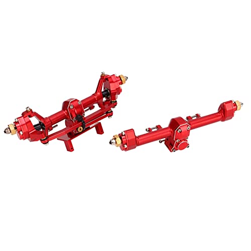 RiToEasysports SCX24 Portal Axle Upgrade Kit, CNC Machined Aluminum Alloy Front Rear Axle Assembly with Hardened Steel Gears for Axial 1/24 RC Crawler Car (Red) - color: Red