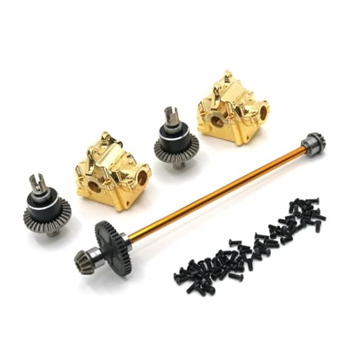 for Wltoys 144010 144001 144002 Remote Control Parts Upgrade Metal Center Drive Shaft Assembly Gearbox Differential Kit RC Car Repair Kit(Yellow) - color: Yellow