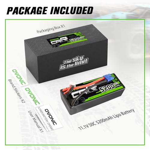 OVONIC 3S Lipo Battery 50C 5200mAh 11.1V Lipo Battery with EC3 Connector for 1/8 1/10 RC Car Truck Boat Vehicles