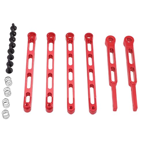 Aluminum Slotted Suspension Linkages Axle Links Kit for MN LC79 MN82 MN82S MN82Pro 1/12 RC Crawler Upgrade Parts (Red) - color: Red
