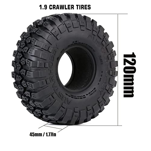 4PCS RC Crawler 120mm Rubber Tires 1.9 inch Wheels Tyres Set for 1:10 RC Rock Terrain Crawler Car for TRX-4 Axial SCX10 90046 CC01 D90 D110 TF2 Tamiya Parts - color: 120mm