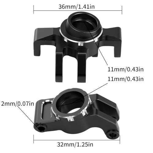 Aluminum Front & Rear Suspension with Steering Knuckles & Rear C-Hubs Upgrade Parts for ARRMA 1/14 Typhon Grom 1/18 Granite Grom (Black) - color: Black