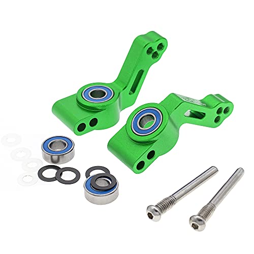 RC Alloy Caster Block&Steering Blocks&Rear Stub Axle Carriers for Traxxas 1/10 2WD Slash, Stampede, Rustler, Nitro Slash-Replaces Part 3736 3632 3752 - color: Green