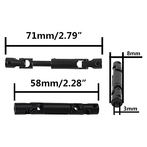 Share Goo Universal RC Drive Shaft 58mm-71mm Compatible with MN Model MN90 MN91 MN45 MN99 MN96 MN99S WPL D12 B14 B16 B24 B36 C14 C24 C34 1/12 1/16 RC Crawler Car Upgrade Parts (Black)