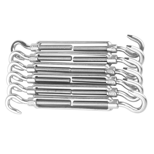 6PCS M6 Hook & Hook Turnbuckle 304 Stainless Steel 1/4" Turnbuckle Wire Rope Tension Heavy Duty Turnbuckles for Cable Railing Wire Rope Hardware Kit - size: Hook & Hook-M6