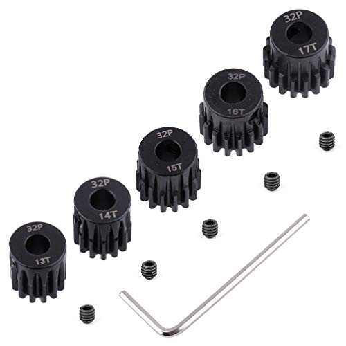 Hobbypark 32P Pinion Gear Set Hardened Metal Steel 5mm Hole 17T 18T 19T 20T 21T (Compatible with 0.8 Metric Pitch)